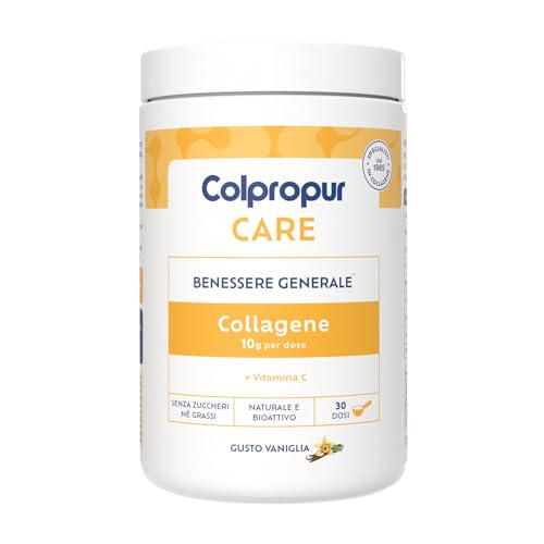 Collagene Idrolizzato in Polvere Gusto Vaniglia - Peptidi di Collagene, Collagene da Bere Integratore per Ossa, Cartilagini, Pelle e Denti – 300g