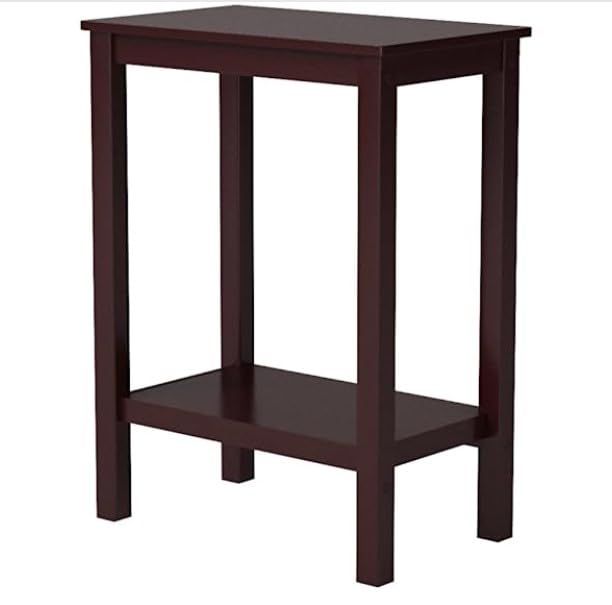 umark Side end nightstand Simplistic Narrow Bedside Corner Sofa Table Open Shelf for Storage Living Room Natural Brown Finish-image-45