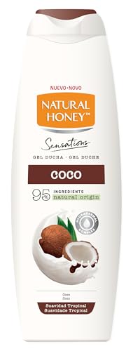 Natural Honey, Gel de Ducha con Extracto Natural de Coco Hidratante y Suavizante, con Hydradermal Complex para una Piel Suave, Fresca y Protegida, Aroma Tropical, Línea Sensations, 650 ml