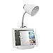 Simple Designs LD1002-WHT Gooseneck Organizer Desk Lamp with iPad Tablet Stand Book Holder, White