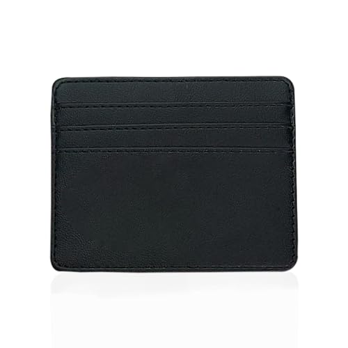 FATASH RFID Blocking Credit Card Holder Wallet - Ultra Slim Leather Card Case - Minimalist Front Pocket Wallet for Men and Women - 6 Card Slots, 1 Pocket (Black)
