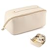 AYNKH Bolsa e CosméTicos e Gran Capacidad,Cuero PU Impermeable,Estuche CosméTico Plano,Bolsa de CosméTicos Multicapa,Beauty Case da Viaggio,Bolsa de Lavado de Almacenamiento,Ligero de Viaje (Beige)