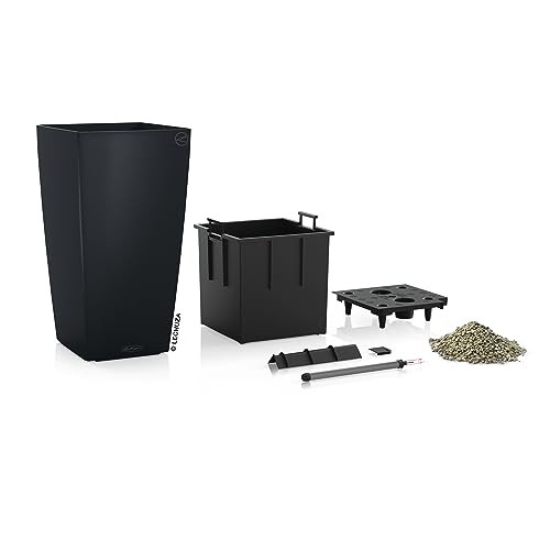 Lechuza CUBICO Color 40 Self Watering Planter Large Garden Plastic Indoor and Outdoor Flower Plant Pot with Drainage Hole H75 L40 W40 cm Slate
