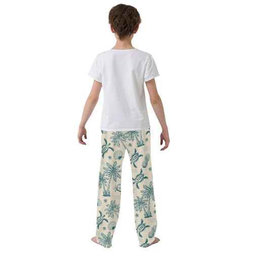 Retro Turtle Crab Boys Long Pants Soft Trousers Elastic Waist Kids Lounge Bottoms with Pockets S-XL3