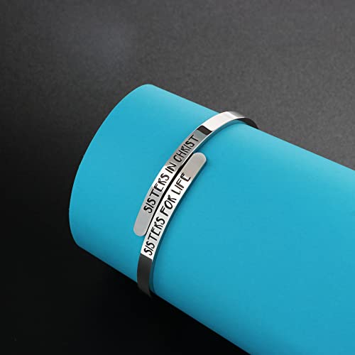 ALEBEE Bracelets for Sister Gifts for Women Sister in Christ Gifts Sisters in Christ Sisters for Life Cuff Bangle Bracelet Christian Bible Verse Jewelry Gift 316L Stainless Steel - Image 4