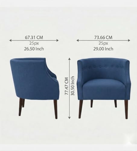 Image of Velum 3 Seater Sofa for Living Room & Office | Premium Fabric Upholstery | Solid Wood Frame | Comfortable Seating | 3 Years Warranty (Blue, Chair)