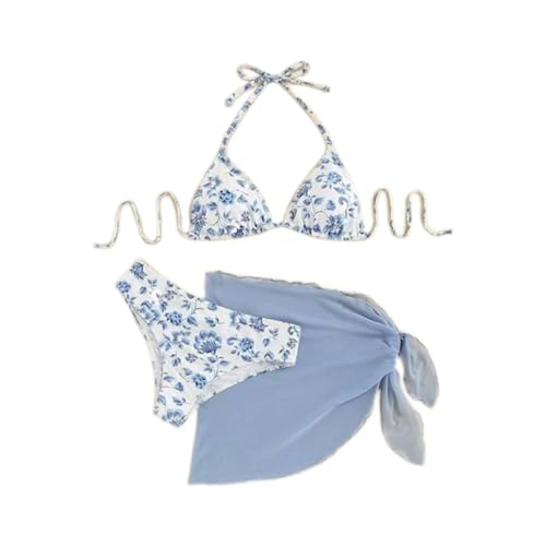 MUNSKT Damen Bikini Set mit Blumenmuster, Neckholder-Oberteil und...