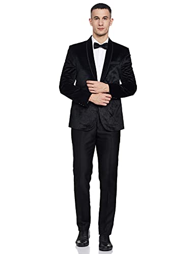 Image of Ethnix Men's Polyester Velvet Flock PRT Texture Suit with Shirt Blazer