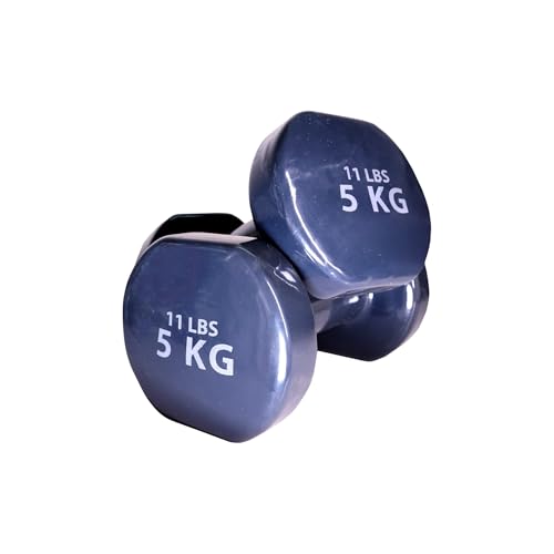 Image of Vinyl Dumbbells Set of 2 for Men & Women | Anti-Slip Fixed Weight Exercise Dumbbells for Home Workout, Gym, Fitness, Strength Training, Yoga & Aerobics (5KG PACK OF 2)(TOTAL 10KG)