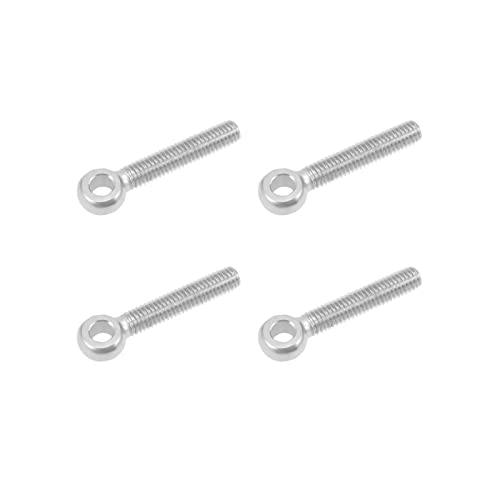 Image of METALLIXITY Shoulder Swing Lifting Bolt (M6x35mm) 4Pcs, 304 Stainless Steel Eye Bolts - for Home Renovation, Pipeline Gate Valves Fasteners, Silver