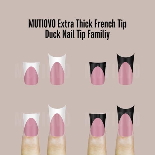 Black French Tip Duck Feet Nail Tips Full Cover