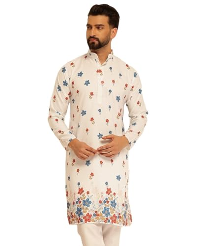 Image of SOJANYA (Since 1958 Men's Cotton Daman Print Long Kurta|Traditional Outfit for Navratri & Garba Nights