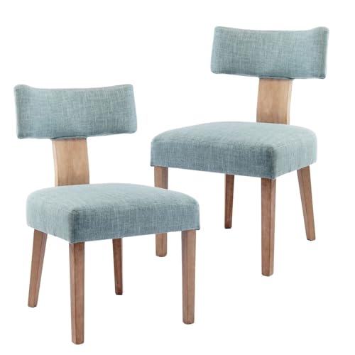 HNY Barrel Dining Chairs Set of 2, Mid Century Modern Upholstered Dining Chairs with Arms, Linen Kitchen & Dining Room Chairs, Solid Wood Frame Accent Chairs for Kitchen, Apartment, Beige