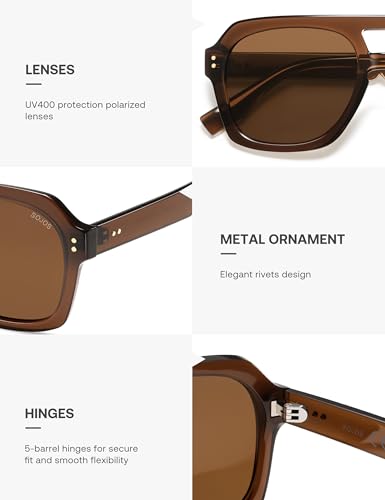 Image of SOJOS Retro Thick Polarized Aviator Sunglasses for Women Men, Large Trendy Bold Square Pilot Shades SJ2385