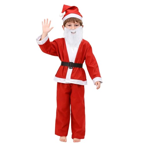 Generisch Weihnachtsmann Kostüm Jungen Santa Rot Kleidungssets 5er...