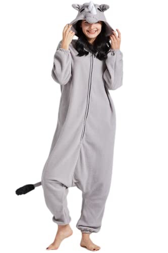 DarkCom Unisexe Adulte Cosplay rhinocéros Animal Onesie Kigurumi Costume Une pièce Pyjama vêtements de Nuit Combinaison S