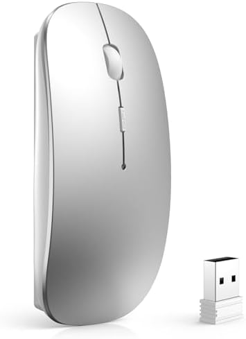 （00:00時点） マウス Bluetooth 充電式 ワイヤレスマウス 2.4GHz光学式 3dpi切替 静音 薄型 小型 無線マウス 高精度 左右対称 持ち運び便利 TELEC認証取得済み Mac/Windows/Surface/Macbook/iPad/PC/iPhone/Android/スマホ対応に対応 (シルバー)
