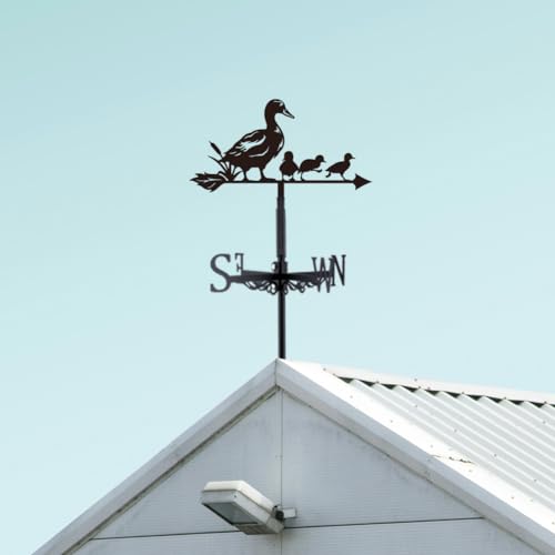 SUPERDANT Duck Weather Vane Duck Family Weathervanes Weather Vanes for Sheds Metal Wind Vane Wind Indicator Decorative Outdoor Iron Weather Vane for Roof Shed Garden Outdoor Decor
