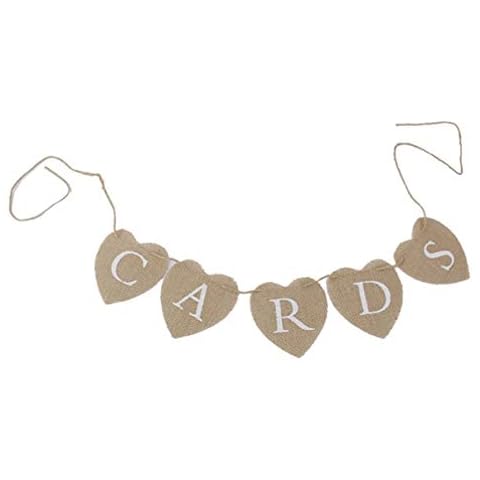 ULTNICE Wedding Party Decoration Banner Heart Garland Burlap Bunting - CARDS Cover
