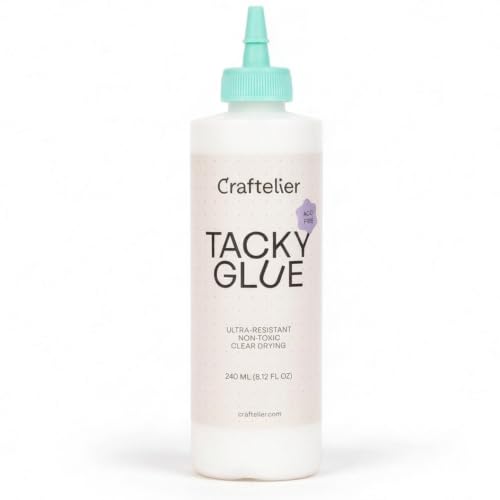 Craftelier - Tacky Glue | Extra Strong Multipurpose Liquid Glue for Scrapbooking and Other Craft Projects | Non-Toxic | Transparent Flexible and Resistant Drying - Quantity 240 ml (8.12 Fl Oz)