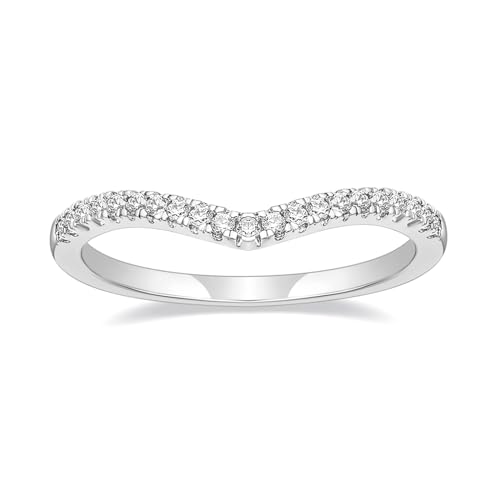 TIGRADE Cubic Zirconia Eternity Ring V Shape Stacking Ring Minimalist CZ Statement Band for Women Size 3-13