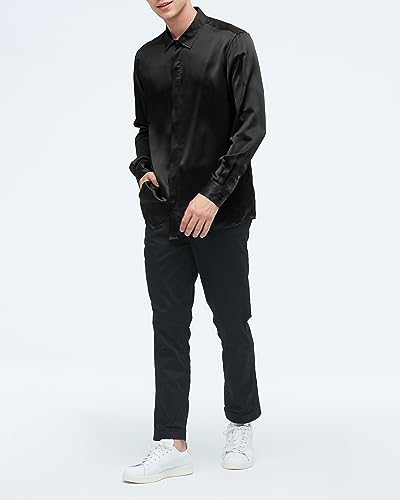 LilySilk Silk Mens Shirt Versatile 100% Charmeuse Silk Button Down Shirt Long Sleeves All Season for Formal Casual3