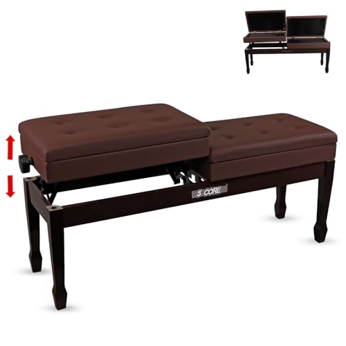 5 CORE Duet Piano Bench with Storage & Adjustable Height