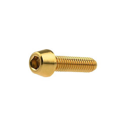 Image of Titanium Ti DIN912 M4 8 10 12 15 20mm Tapered Head Hex Bolts Bicycle Screws Pack of 6 (Gold, M4x15mm)