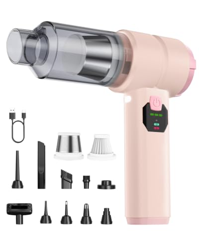 Image of Portable Cordless Car Vacuum,4-in-1 Handheld Cordless Vacuum with 30000Pa Suction, 130000 RPM,6800mAh Battery,10 Nozzles,Rubber Paint Material for Car,Home,Birthday Gifts for Men Dad Husband(Pink)