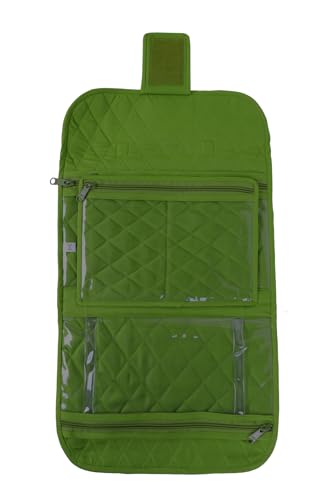 Image of Yazzii Trifold Craft Project Case - Sewing and Craft Supplies Storage Tote, Travel Organizer Bag with Clear Pockets and Handle for Knitting, Crochet, Sewing Accessories - Green