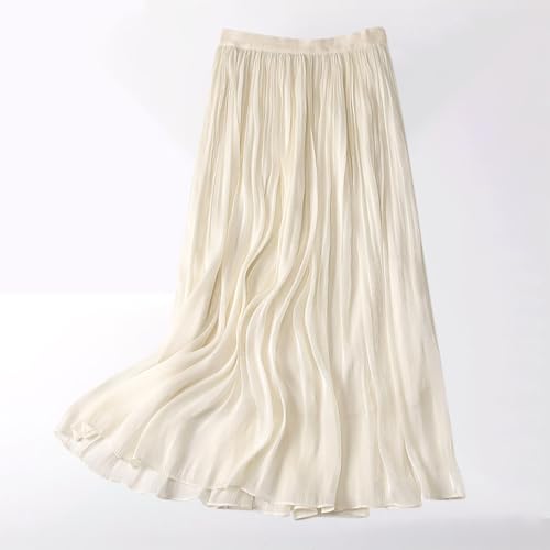 FZYLQY Plus Size Pleated Flare Midi Skirts for Women High Waisted Ruffle Boho Summer Beach Skirt Mid Length A Line Skirts2