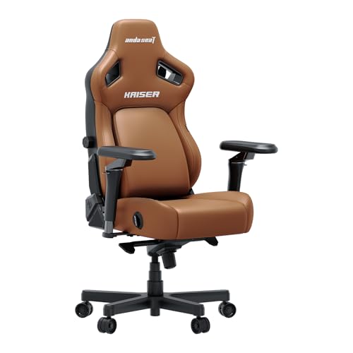 Image of Anda Seat Kaiser 4 Large Gaming Chair for Adults - Ergonomic Brown PVC Leather Gaming Seat with 6D Armrest, Comfortable Office Chair with Lumbar Support, Heavy Duty Wide Computer Seat