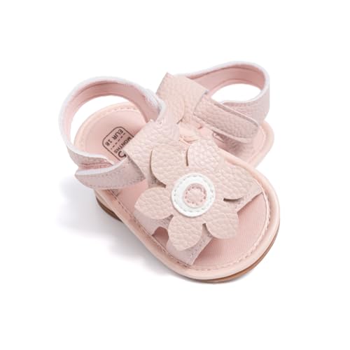 Image of Meckior Baby Toddler Infant Girls PU Leather Soft Open Toe Summer Sandals Flower Princess Flat Shoes