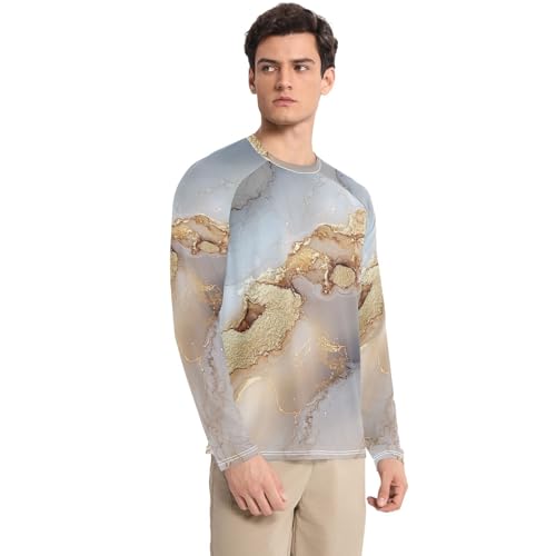 Marble Beige Grey Sun Protection SPF Rash Guard Shirt Quick Drying Round Neck UV Sun Protection Hiking3