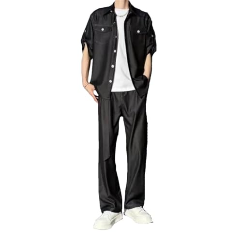 Men's Pants Set Denim Jacket Short Quarter Piece Tee Chic Male T Shirt Trousers Sets