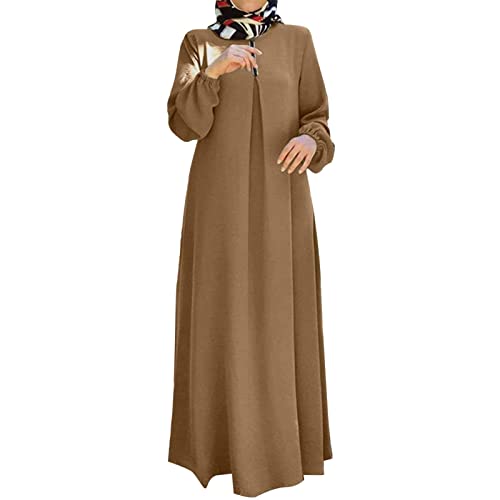 Vêtements de prière pour femme - Col rond - Robe de prière turque unie - Robe musulmane turque - Caftan - Douce et simple - Grande taille - Tenue ramadan -...