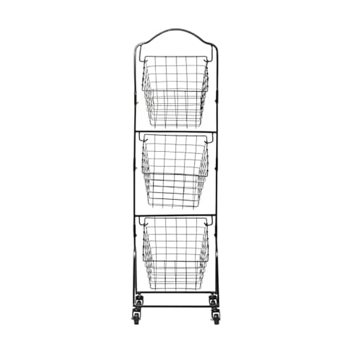 Gourmet Basics by Mikasa Rio 3-Tier Metal Floor Standing Fruit Storage Basket, 47.75-Inch, Black