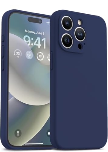 Image of DIZORO Microfiber Square Candy Case Compatible for iPhone 14 PRO, Shockproof Slim Back Cover Gel Rubber Liquid Silicone Case - Blue