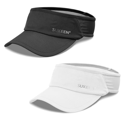 Image of Sukeen 2 Pack Sports Sun Visor Women Men Lightweight Packable Stretchy Visor Hat for Golf, Tennis, Running