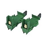 2 x Kohlebürsten grün komplett mit Halter, rechtsdrehend für Motor Waschmaschine / Kohlenmaß: 12,5 x 5 x 29 mm mit 6,3 mm Anschlussfahne, Halter Gesamtlänge: 50 mm