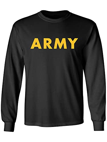 Black Army Long Sleeve T-Shirt with Gold Ink