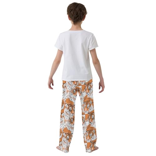ZZXXB Tigers Print Boys Long Pants Soft Trousers Elastic Waist Kids Lounge Bottoms with Pockets S-XL3