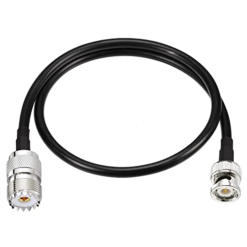Oikabio ハンドヘルドCBラジオ、アマチュア無線、ラジオスキャナー用のUHF SO239メス-BNCオスアダプターアンテナジャンパー(1メートル/3.2フィート)