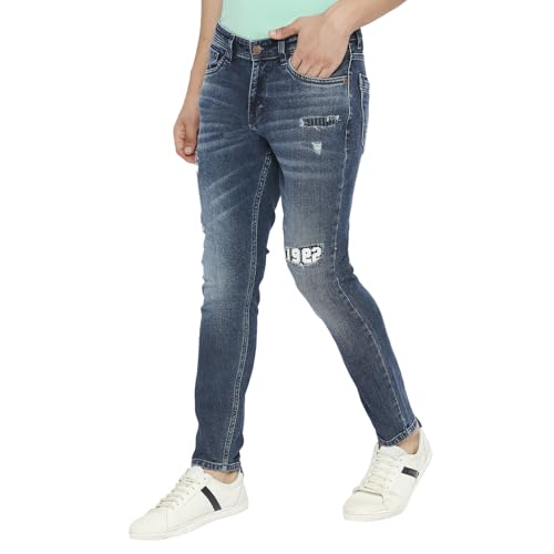 Image of Spykar Men's Kano Slim Fit Mid-Rise Jeans (Ankle Length)