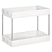 SONGMICS Rangement sous Évier, Étagère Cuisine, Demi-étagère Placard, 2 Niveaux, avec 6 Crochets, Organisateur sous Vasque, pour Salle de Bain, Blanc BUO001W01