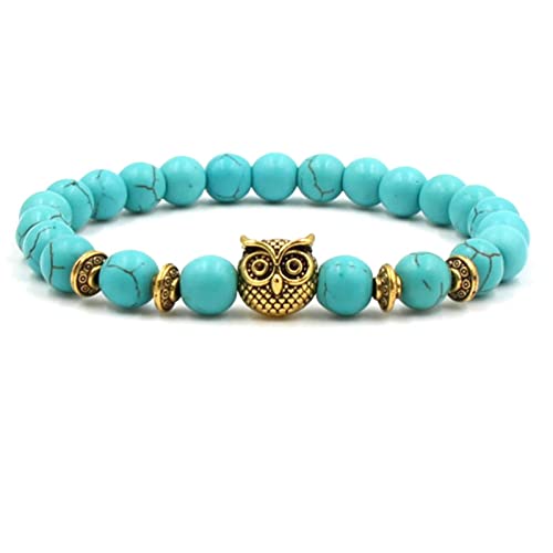 Bracelets extensibles pour femmes et hommes turquoise perles 8mm 19cm