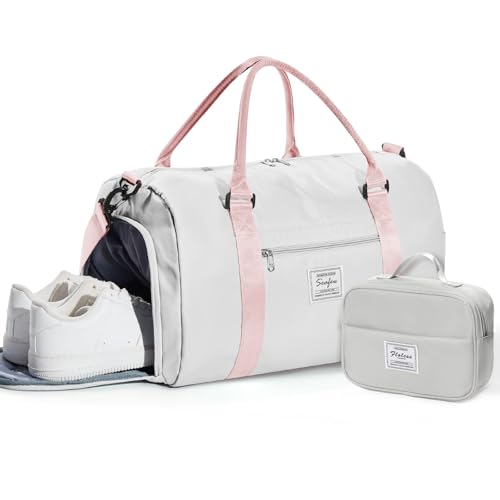 Image of Gym Bag Womens Mens with Shoes Compartment and Wet Pocket Travel Duffel Bag for Women for Plane Sport Gym Tote Bags with Toiletry Bag Waterproof Weekend Overnight Carry on Bag Hospital Holdalls