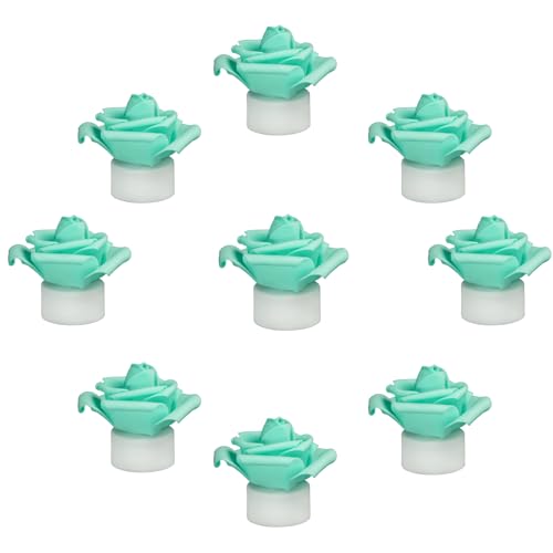 Image of SupBri 12 Pack LED Tea Lights Candles with Artificial Rose Petals, Flameless Battery Operated Candles,Romantic Decorations Special Night Set for Valentines,Wedding Decor (Green, 12 Pack)