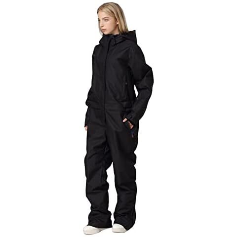 HOTIAN Men & Women's Ski Suit One Piece Jumpsuits Winter Outdoor Suits Waterproof Snowboard Jacket, Wblack M Cover