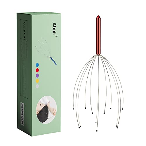 Masajeador de cabeza con múltiples dedos para relajación, Cepillo de masaje para el cuero cabelludo, estimula el cuero cabelludo y reduce el estrés físico (rojo) Cover